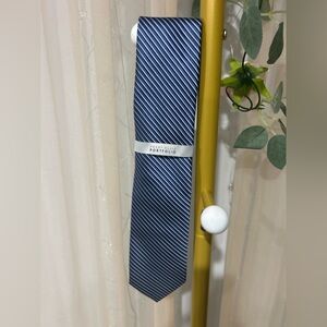 Perry Ellis Portfolio Blue Striped Tie Classic Silk New